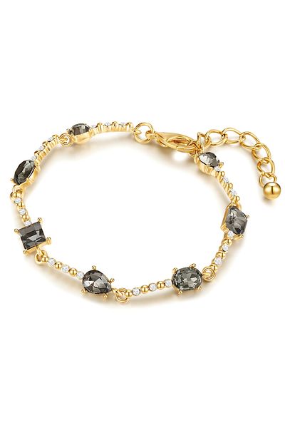 Lulu & Jane Modeschmuckarmband Armband Gelbgold Glas Schwarz Weiß