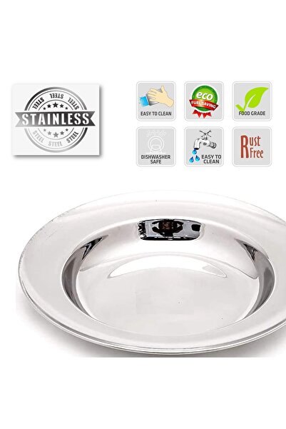 Melrich Stainless Steel Deep Soup Plate 6 Pcs - Thick Glossy 20 Cm