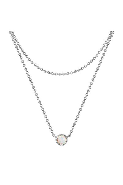 Glanzstücke München Silberhalskette Kette mit Anhänger Sterling Silber Opal (...