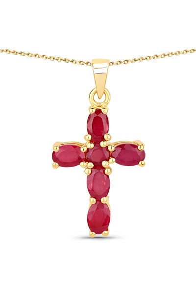 Rafaela Donata Edelsteinhalskette Kette Mit Anhänger Sterling Silber Gelbvergoldet Rubin