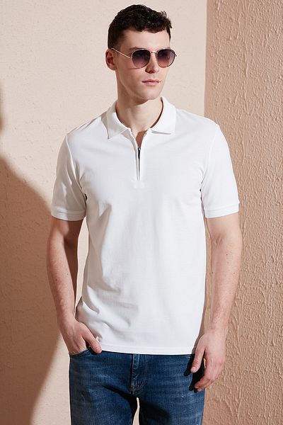 Buratti Πανκωτό T-shirt Πόλο Κανονική Εφαρμογή Με Μισό Φερμουάρ Ανδρικό T-shirt Πόλο 5903008