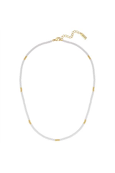 YOKOAMİİ Perlenhalskette Kette Gelbgold Perle (SYNTH.) Weiß