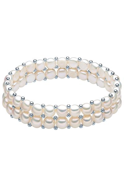 Valero Pearls Perlenarmband Armband Sterling Silber Süßwasser-zuchtperle Weiß