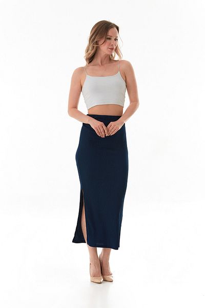 Fulla Moda Elastic Waist Slit Wrapped Fabric Skirt
