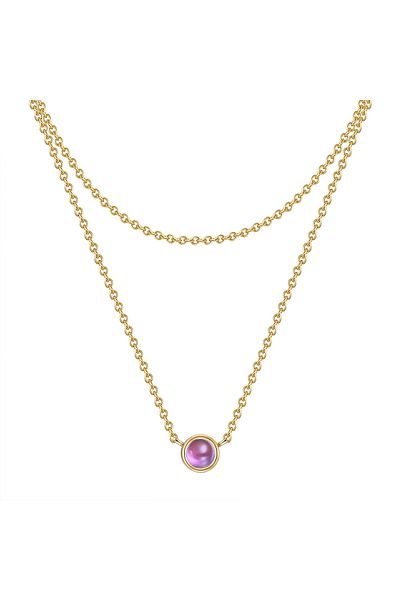 Glanzstücke München Silberhalskette Kette mit Anhänger Sterling Silber gelbgold Amethyst