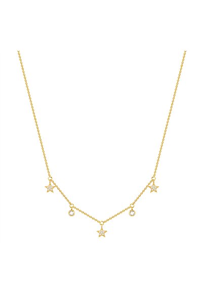 eastside Edelstahlhalskette Kette mit Anhänger Edelstahl gelbgold Preciosa weiß