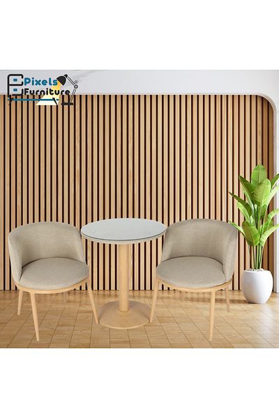 PixelsFurniture Pixel Furniture 2 Chairs and Table Set, Metal Wood Bases and High Quality Fabric
