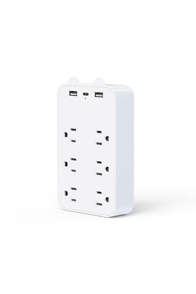 Choice 110-250V us 6 White White 9-in-1 Surge Protector 6-Outlet Extender with 2 USB & 1 USB-C Ports Power