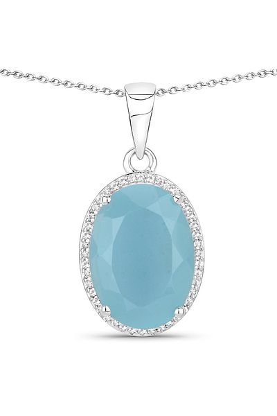 Rafaela Donata Edelsteinhalskette Kette Mit Anhänger Sterling Silber Chalcedon Blau Topas Weiß