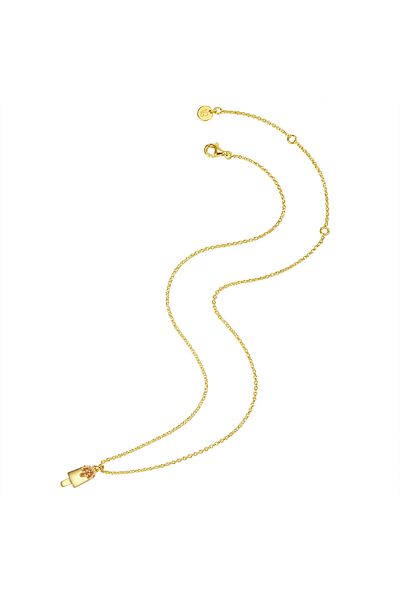 Glanzstücke München Silberhalskette Kette und Anhänger Sterling Silber gelbgold Zirkonya gülü