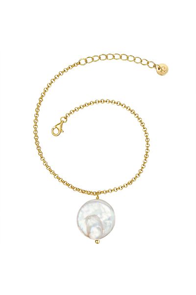 Glanzstücke München Silberarmband Armband Sterling Silber Gelbgold Süßwasser-zuchtperle Weiß