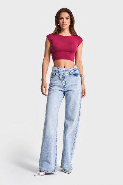 its basic Dámské Snow Jeans Barva 4s5-3 Straight Fit Vysoký pas Pásek Detailní design Denim Jean