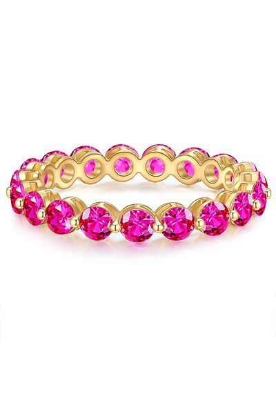 YOKOAMİİ Modeschmuckring Ring Gelbgold Kristall Rosa