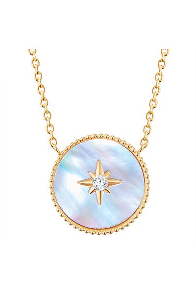 Valero Pearls Edelstahlhalskette Kette Edelstahl Gelbgold Perlmutt Preciosa Weiß