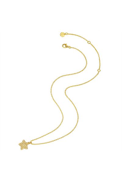 Glanzstücke München Silberhalskette Kette Mit Anhänger Sterling Silber Gelbgold Zirkonia Oliv