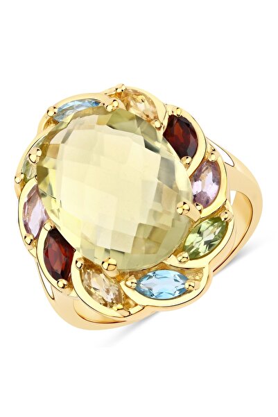 Rafaela Donata Edelsteinring Ring Sterling Silber gelbvergoldet Edelsteine mu...