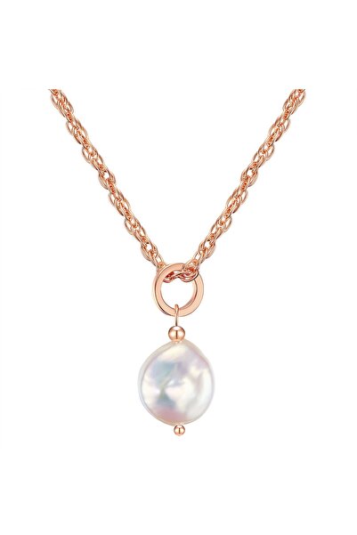 Lulu & Jane Modeschmuckhalskette Kette roségold Süßwasser-Zuchtperle weiß
