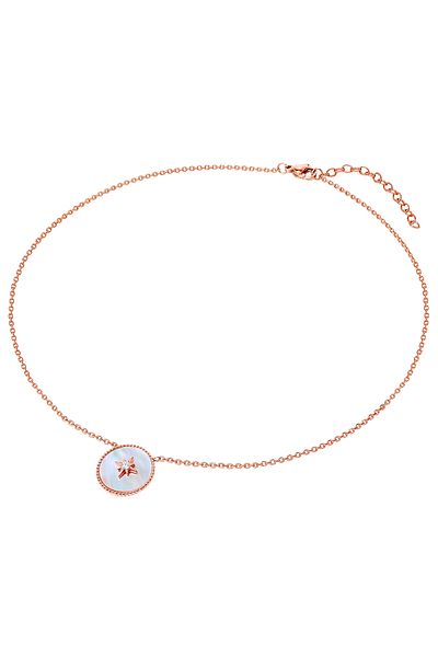 Valero Pearls Edelstahlhalskette Kette Edelstahl Roségold Perlmutt Preciosa Weiß