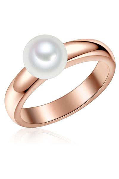 Valero Pearls Silberring Ring Sterling Silber Roségold Süßwasser-zuchtperle Weiß
