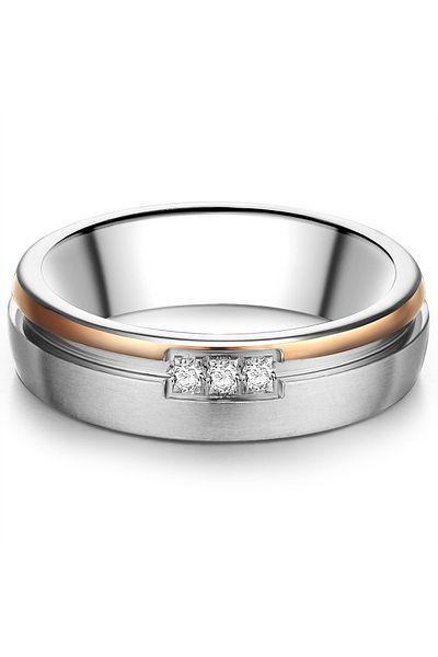 Trilani Edelstahlring Ring Edelstahl Bi-color Zirkonia Weiß