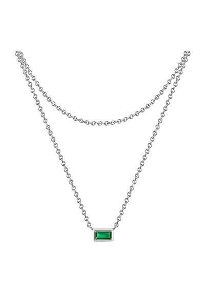 Glanzstücke München Silberhalskette Kette Mit Anhänger Sterling Silber Zirkonia Grün