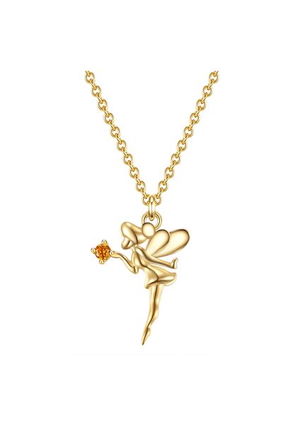 Glanzstücke München Silberhalskette Kette Mit Anhänger Sterling Silber Gelbgold Zirkonia Orange