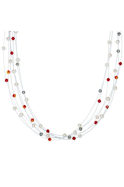 Valero Pearls Perlenhalskette Kette Süßwasser-zuchtperle Weiß Verziert Mit Kristallen Von Swarovski®