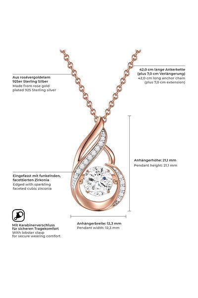 Rafaela Donata Silberhalskette Kette Mit Anhänger Sterling Silber Roségold Zirkonia Weiß