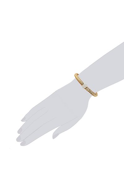Lulu & Jane Modeschmuckkol bandı Kol Bandı Edelstahl gelbgold Glaskristall weiß