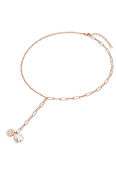 Valero Pearls Edelstahlhalskette Kette Edelstahl Roségold Süßwasser-zuchtperle Weiß Preciosa Weiß