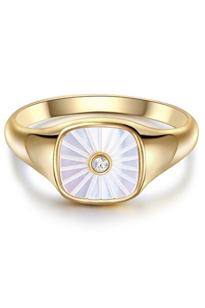 Glanzstücke München Silberring Ring Sterling Silber gelbgold Perlmutt Zirkonia weiß