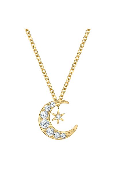 Rafaela Donata Silberhalskette Kette Mit Anhänger Sterling Silber Gelbgold Zirkonia Weiß