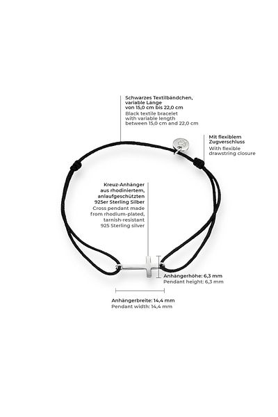 Glanzstücke München Textilarmband Armband Sterling Silber Textil (SCHWARZ)