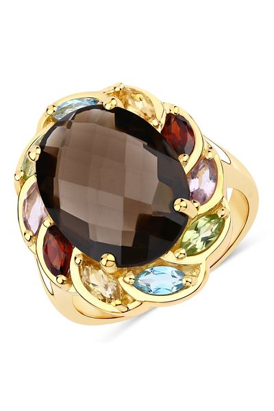 Rafaela Donata Edelsteinring Ring Sterling Silber Gelbvergoldet Edelsteine Multicolor
