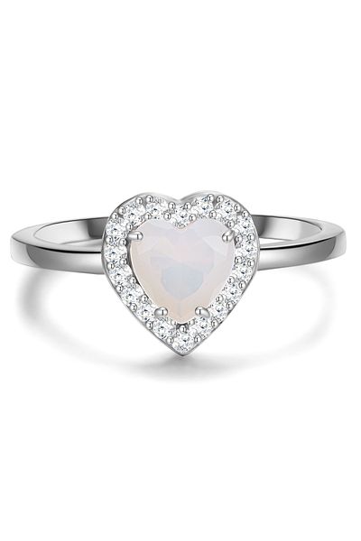 Glanzstücke München Silberring Ring Sterling Silber Mondstein (SYNTH.) Zirkonia Weiß