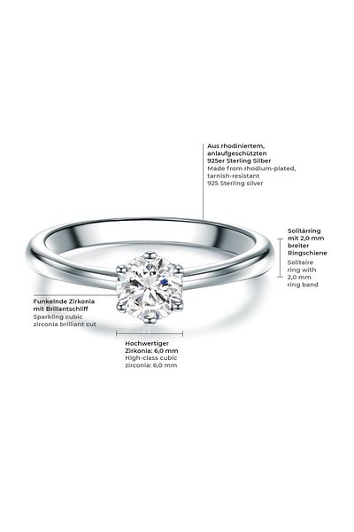 Trilani Silberring Ring Sterling Silber Zirkonia Weiß
