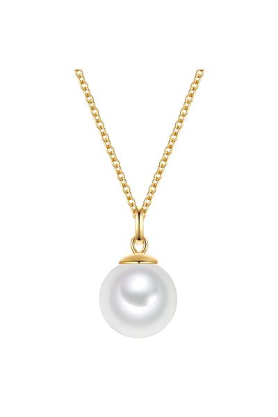 Rafaela Donata Silberhalskette Kette Mit Anhänger Sterling Silber Gelbgold Muschelkernperle Weiß