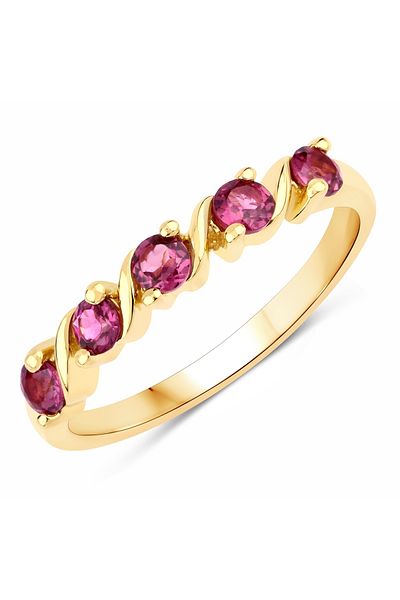 Rafaela Donata Edelsteinring Ring Sterling Silber Gelbvergoldet Rhodolith Rosa-rot