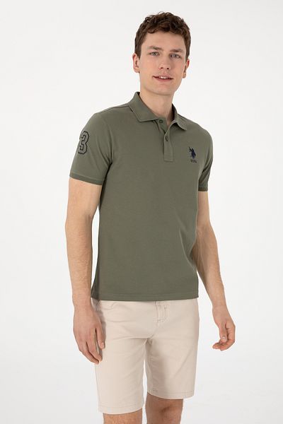 U.S. Polo Assn. Men's Slim Fit Polo Neck Dark Khaki Basic T-Shirt 50305929-Vr111