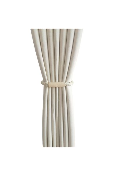 Choice 1 PCS Beige A Handcrafted Chinese knot curtain tiebacks with wooden magnetic buckles suitable for ho