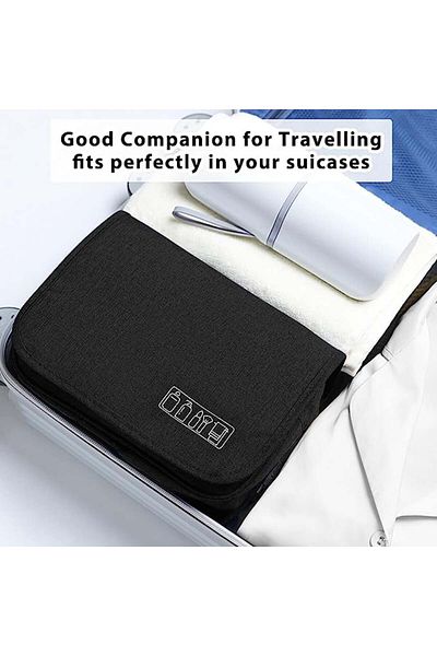 TECOS Textile Travel Bag for Cosmetics, , 24*13*7.5 Cm, ​​With Hanger, Black