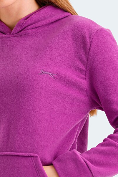 Slazenger Günlük Kapşonlu Polar Kadın Spor Sweatshirt Mor