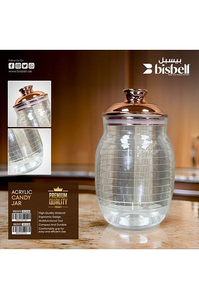 Bisbell Acrylic Candy Jar with Rose Gold Lid,Storage Container,3571