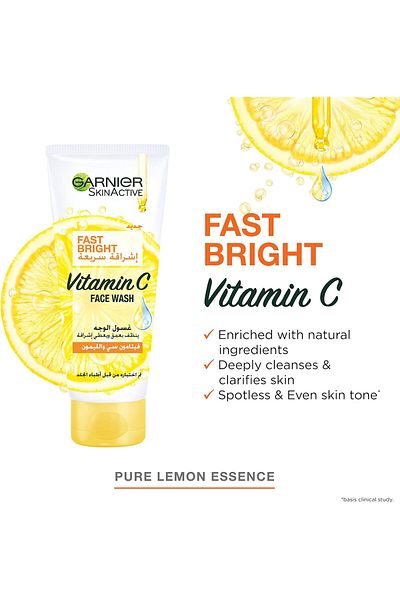 Garnier Skin Active Fast Bright Vitamin C Face Wash With Pure Lemon Essence 100 ml