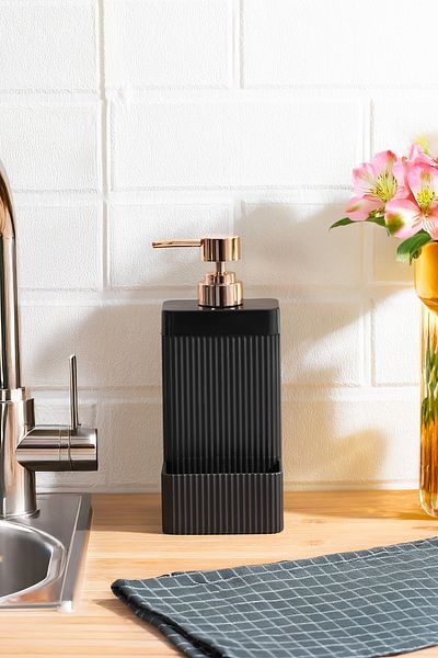 Perotti 13139 Lisbone Sponge Dispenser with Chamber Bathroom and Kitchen Liquid Soap Dispenser 550ml Black
