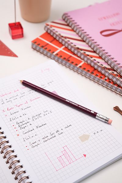 Matt Notebook A5 Spiral School Notebook 80 sheets Set of 4 - Checkered
