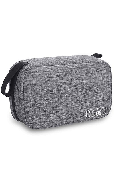 TECOS Textile travel bag for cosmetics, Tecos, 24*13*7.5 centimeters, with hanger, gray