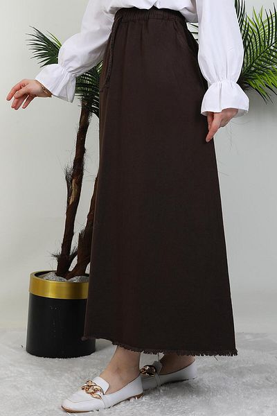 GİYZAMİLA Φούντα τζιν φούστα Bitter Brown