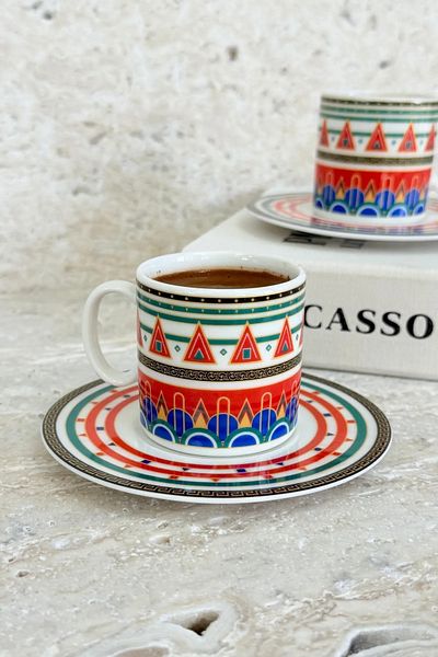 Tulü Porselen Elis Coffee Set 12 Pieces with Decoration