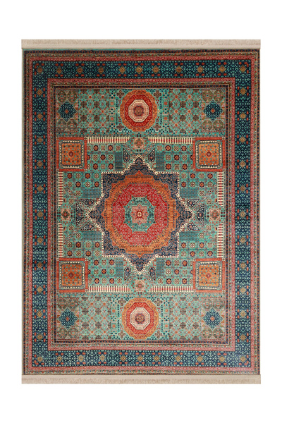 Rugs Modern Halı Memlük Koleksiyonu Mavi Tonlar Etnik Motif Desenli Dokuma Ta...